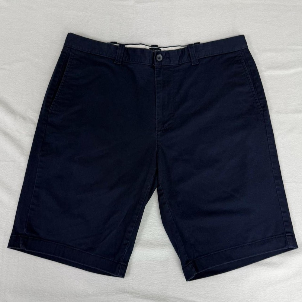 J.Crew Mens Chino Shorts Size 35 Navy Blue 11 Inseam Flat Front Preppy